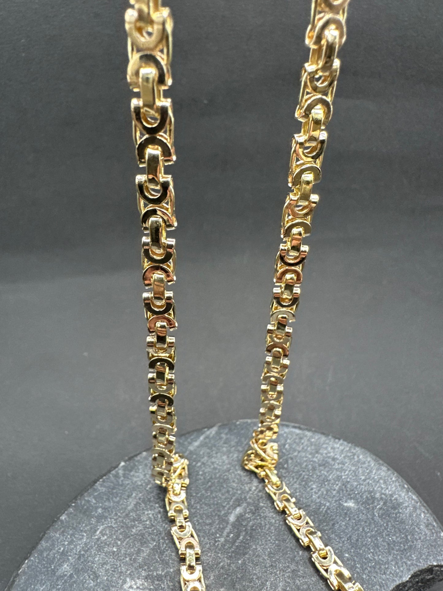 14K Gouden Massieve Platte Koningsketting – 70 cm