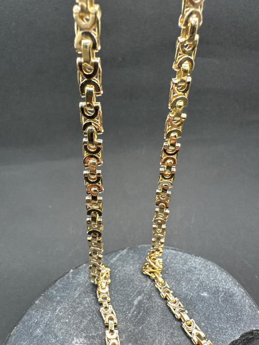 14K Gouden Massieve Platte Koningsketting – 70 cm