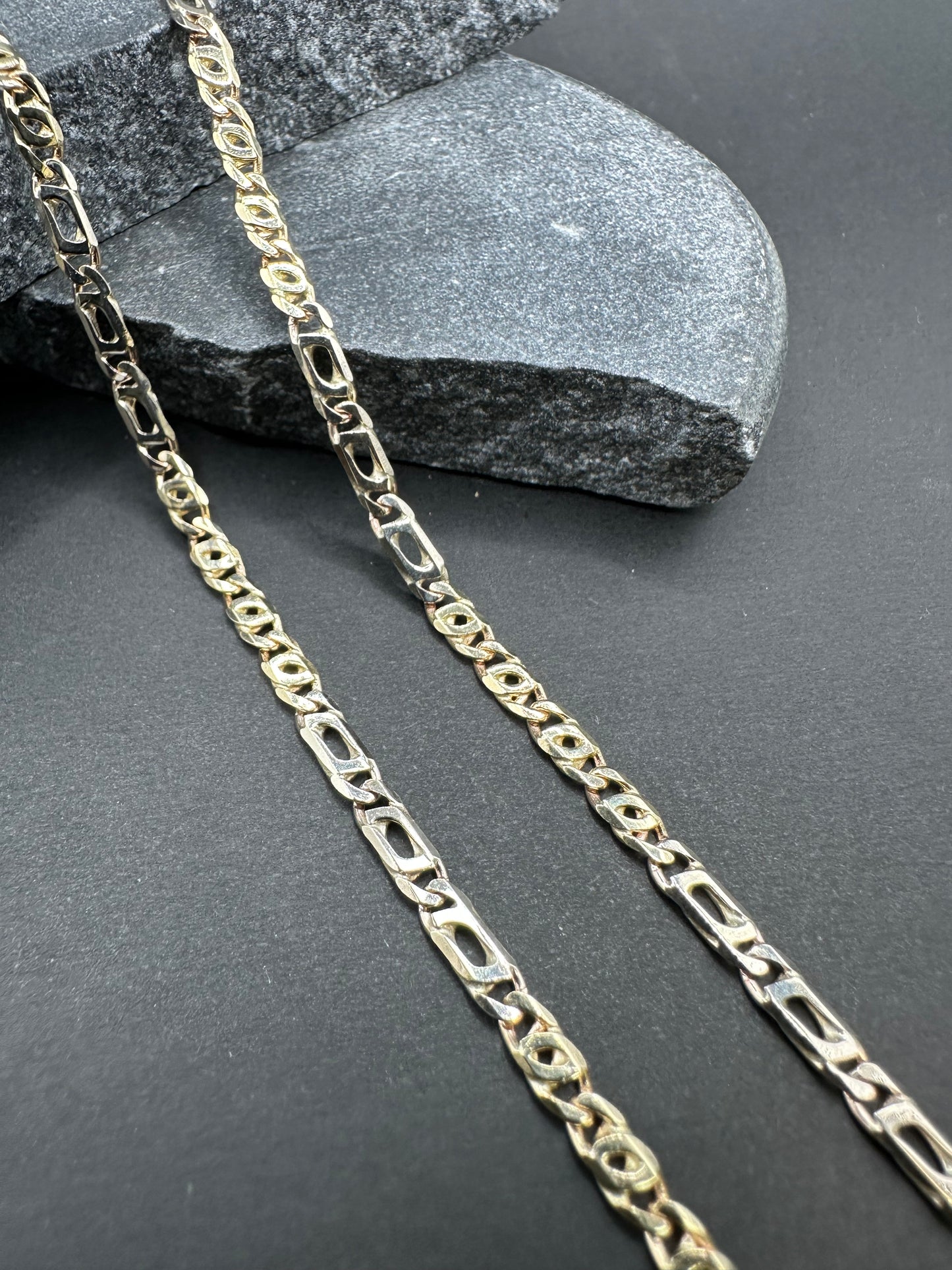 14K Gouden Bicolor Massieve Valkenoog Ketting – 60 cm
