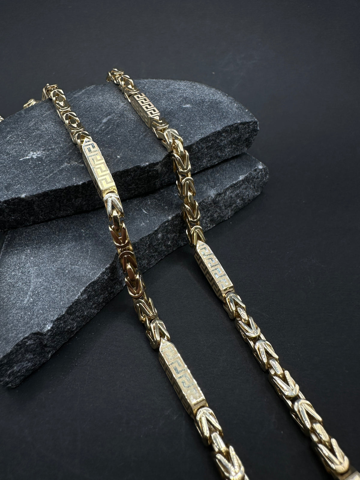 14K Gouden Koningsketting met Meandros Bewerking
