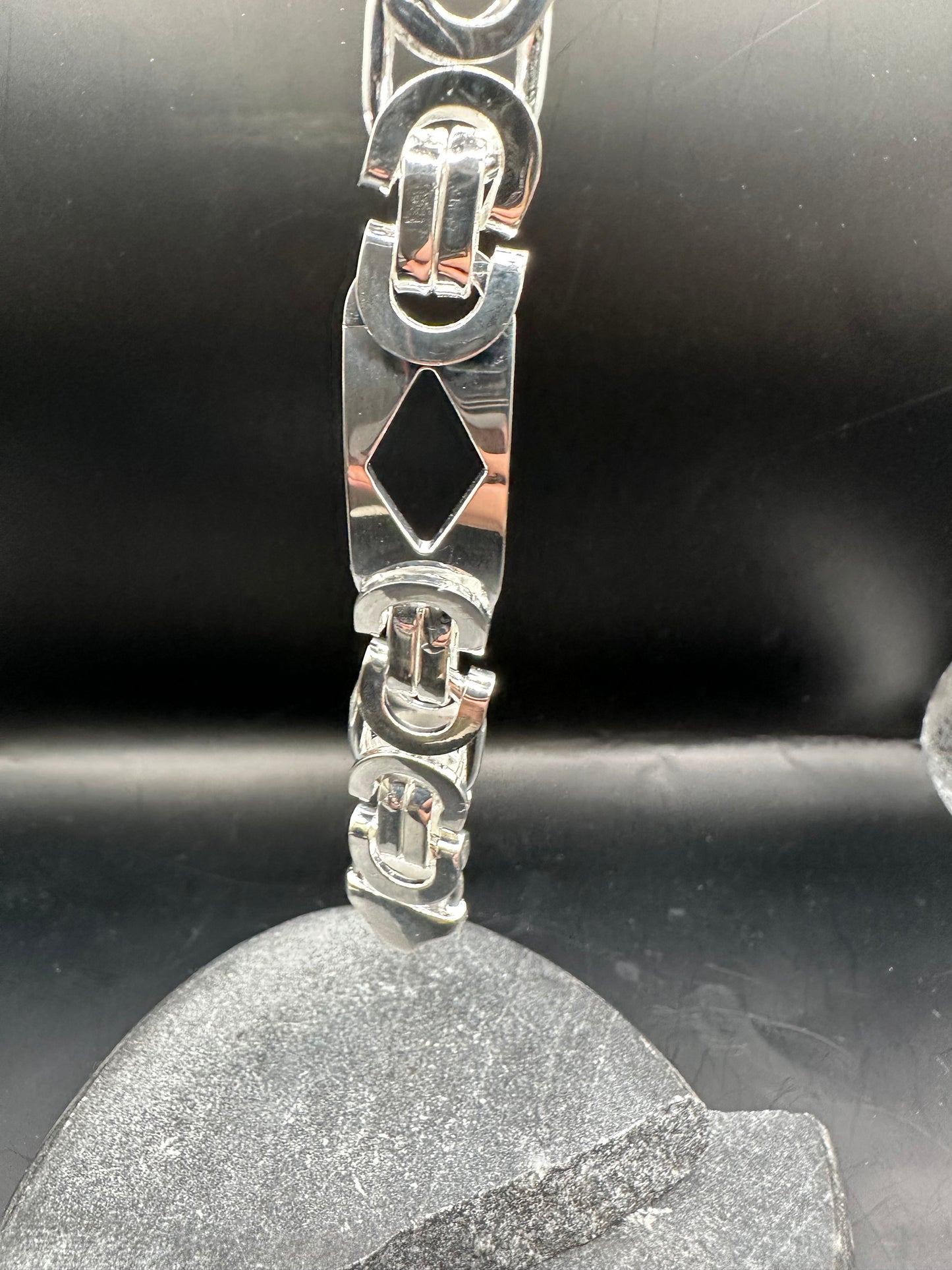 925 Zilveren Platte Koningsarmband met Ruitjes – 12,8 mm – 22 cm