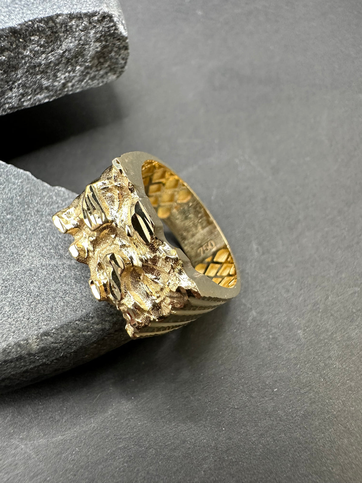 18K Gouden Piet Piet Ring – 11 mm Breed | Diamond cut