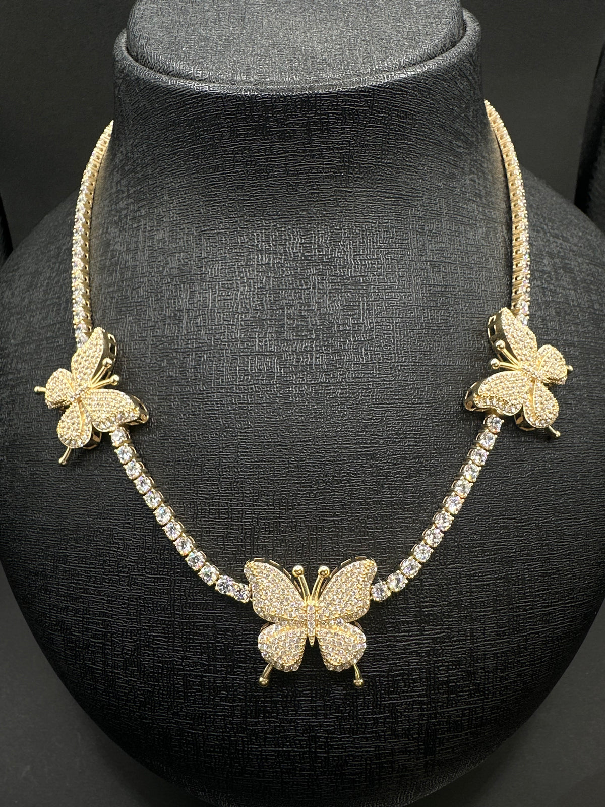 14K Gouden Vlinderketting met Zirkonia – 44 cm | 3 mm