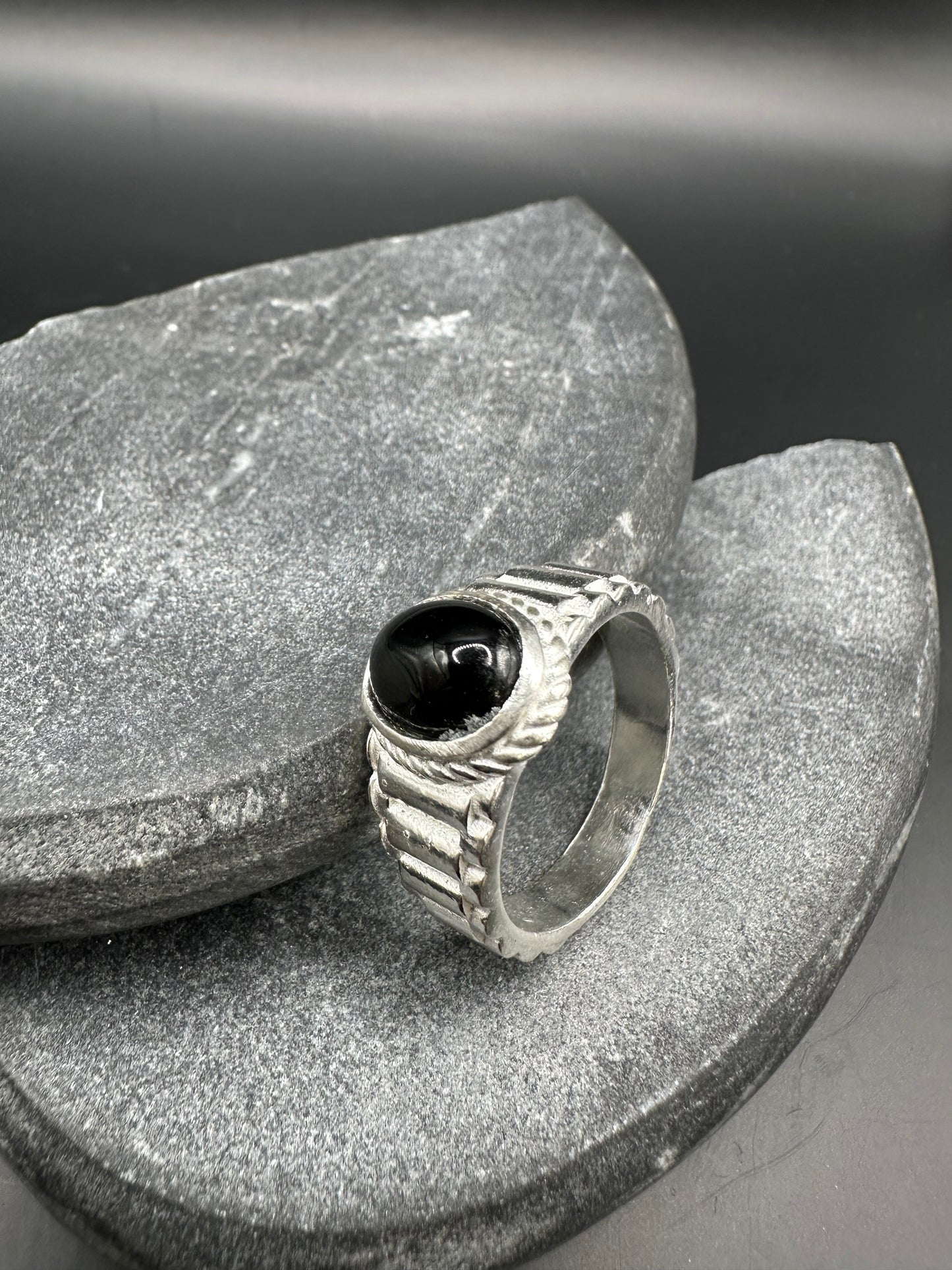 925 Zilveren Rollie Ring met Onyx