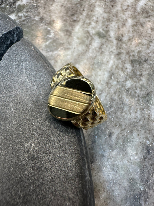 Prachtige 14K Gouden Zegelroley Ring – Maat 21