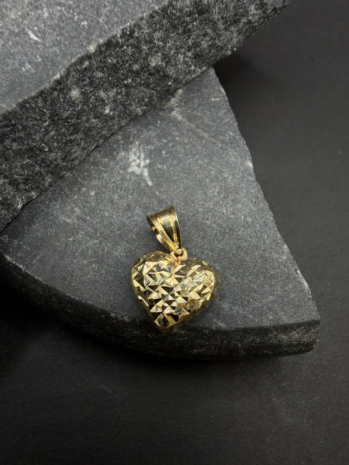 14K Gouden Diamond Cut Hart Hanger