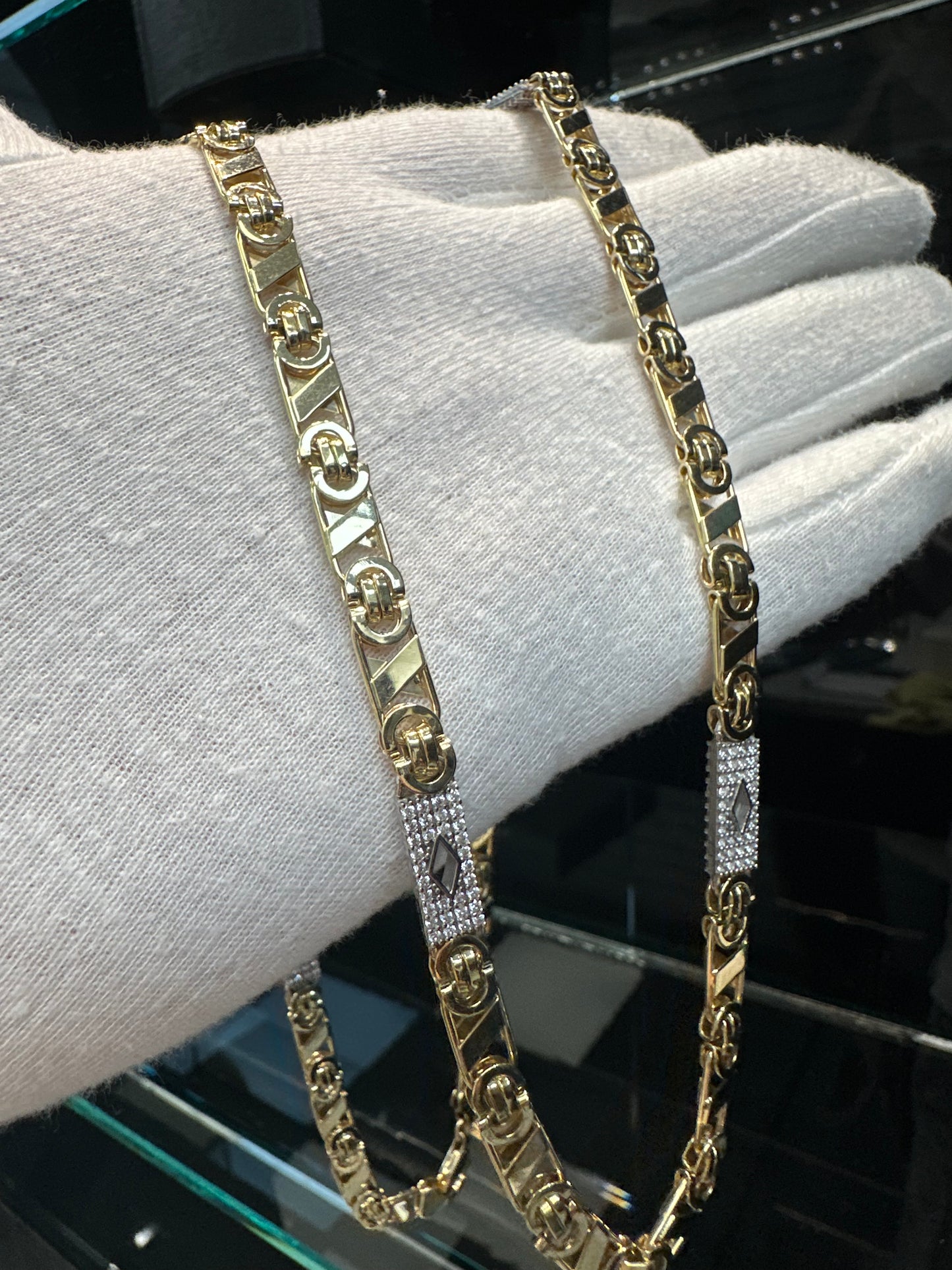 14K Gouden Iced Valentino Ketting – 70 cm