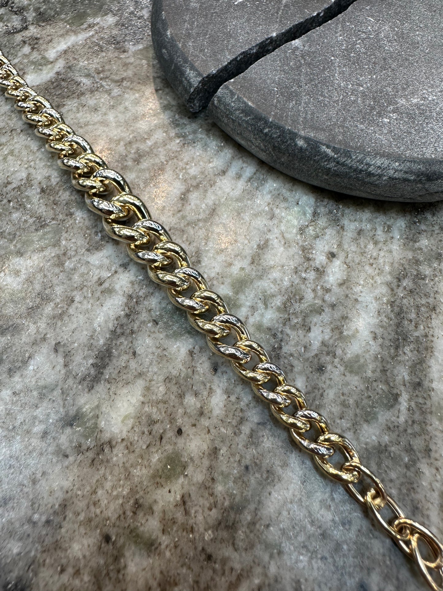 Prachtige 14K Gouden Bicolor Gourmet Armband