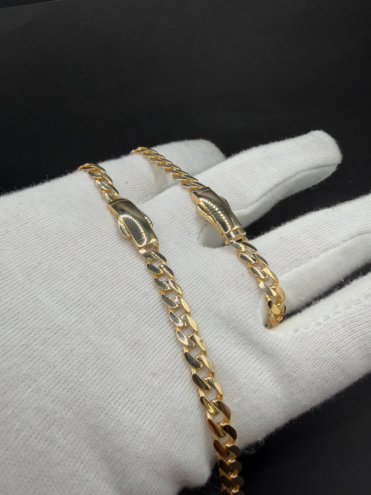 14K Gouden Ketting- en Armbandenset met Bloksluiting