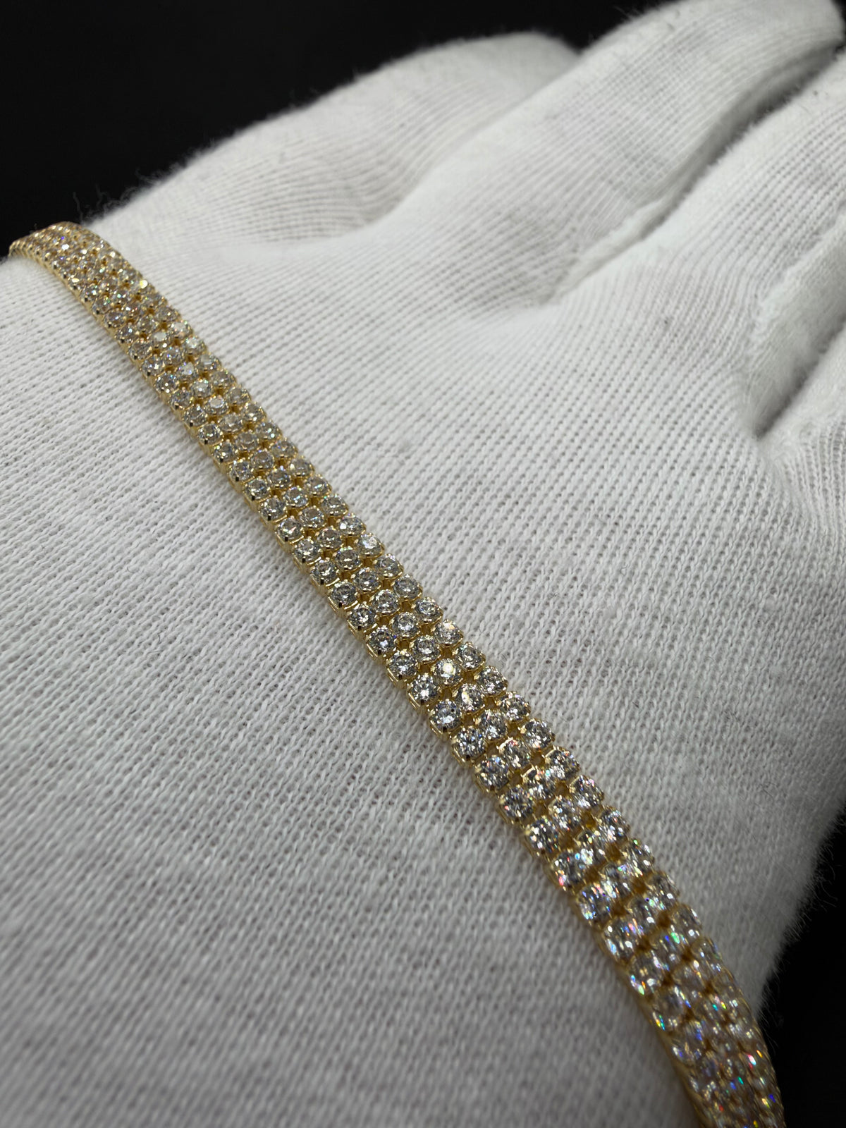 14K Gouden Triple-Row Tennisarmband met Zirkonia – 5,2 mm