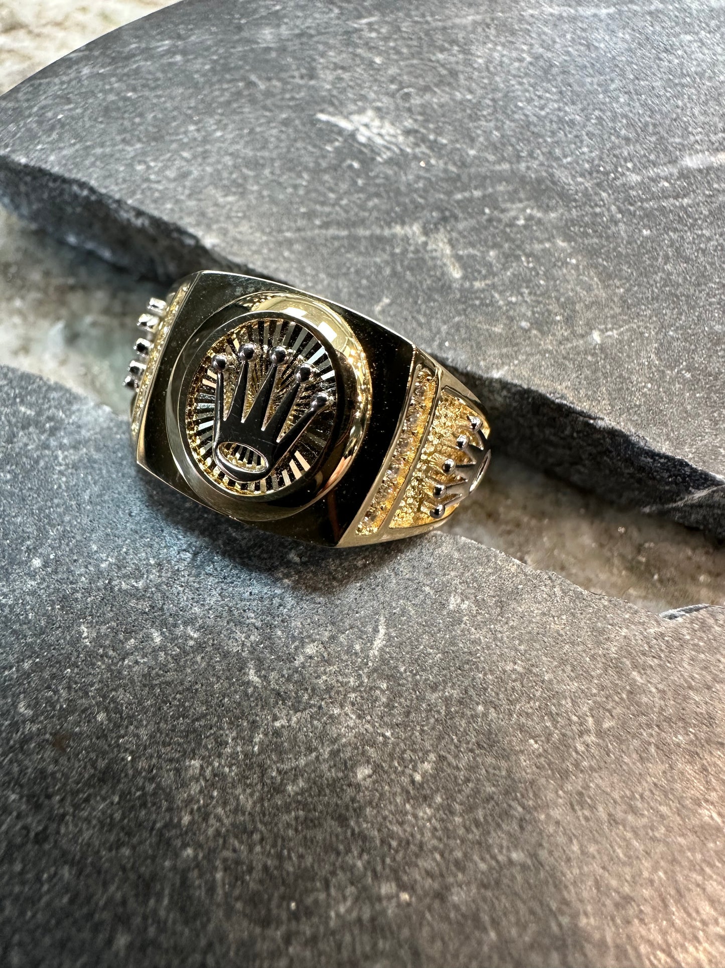 14K Gouden Trio Kroon Ring – Bicolor | Maat 20,5 | Luxe & Koninklijk Design