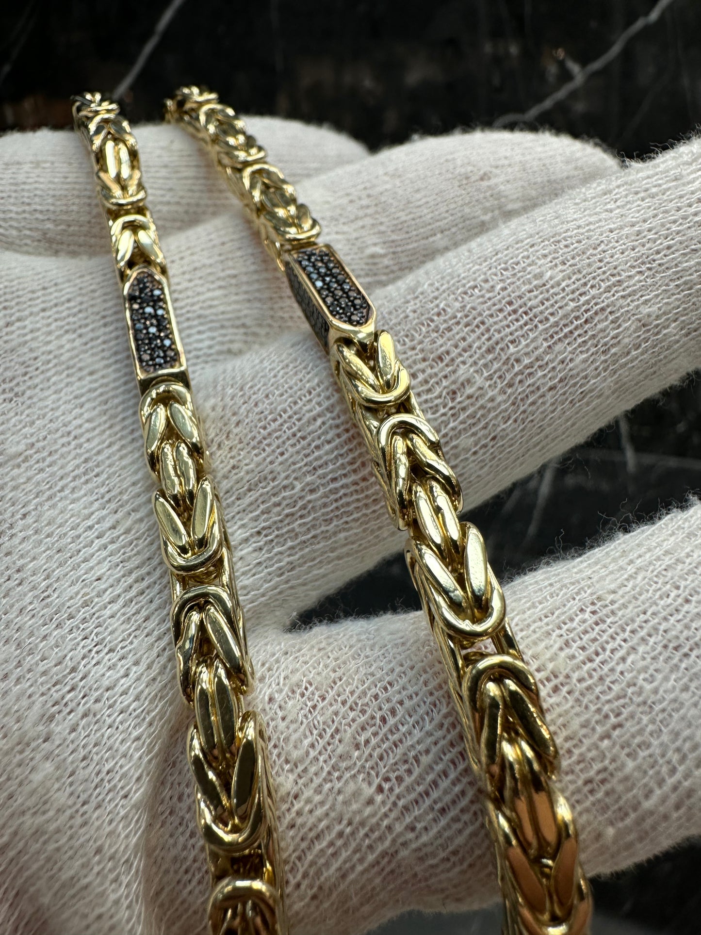 Prachtige 14k Gouden Koningsketting met onyx| 65 cm |5,5 mm