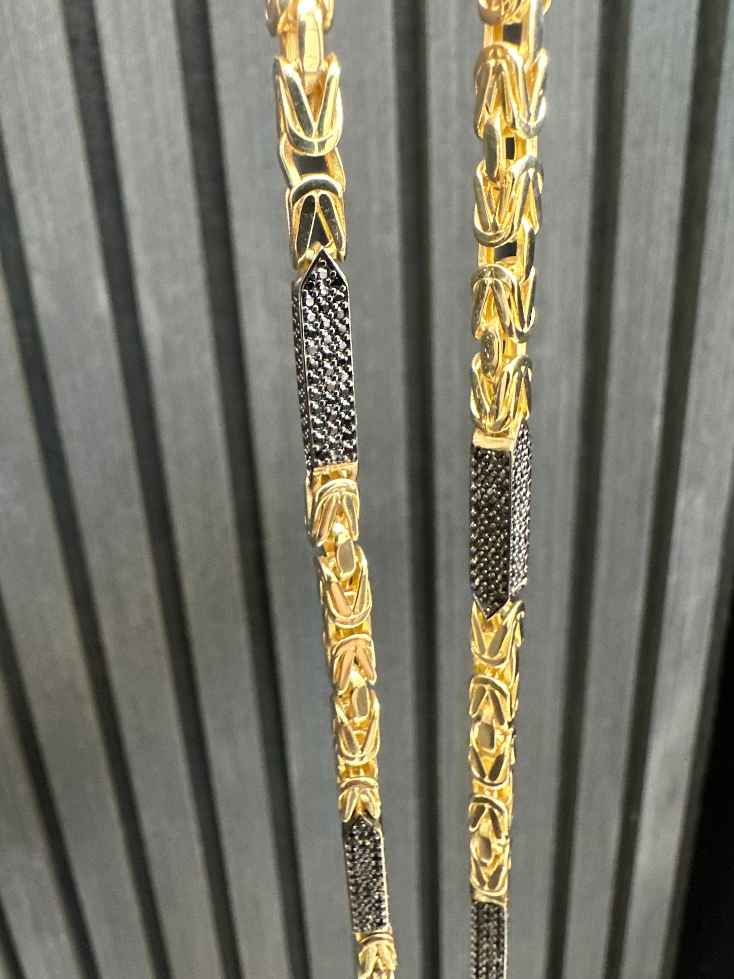 14K Koningsketting bezet met Onyx stenen - 60 cm | 4,6 mm