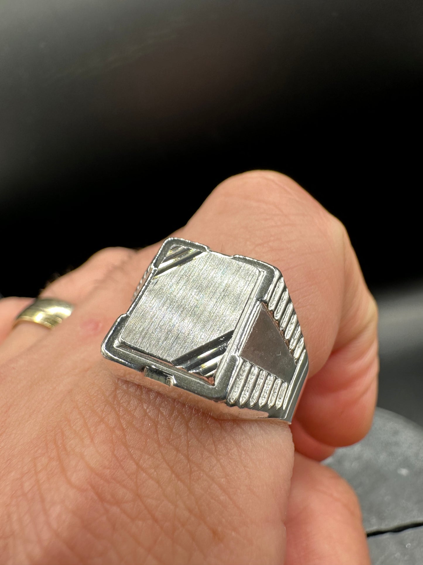 925 Zilveren Zegelring met Diamond Cut Bewerking
