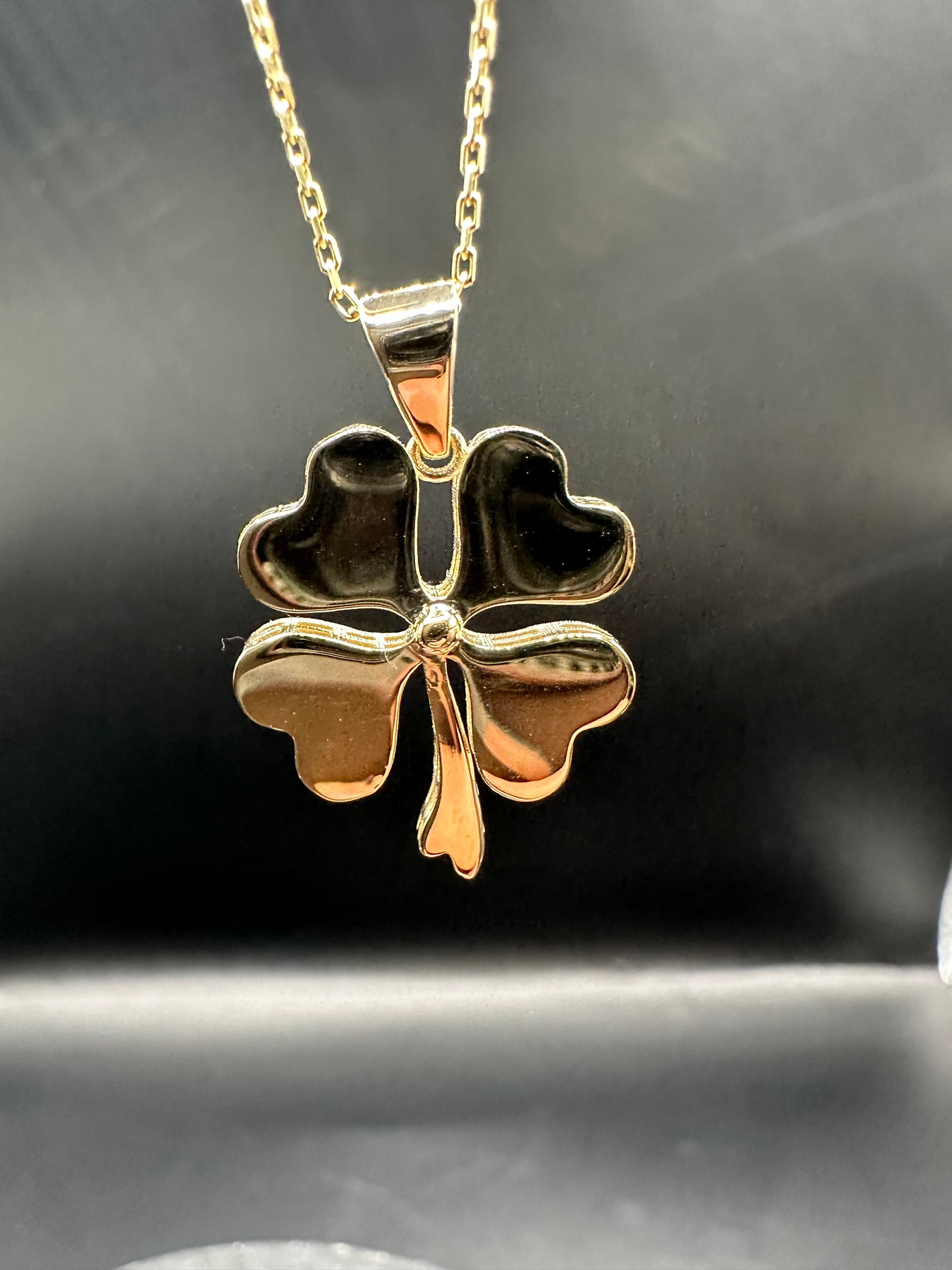 14K Gouden Ketting met Klavertje Vier Hanger – 42 cm