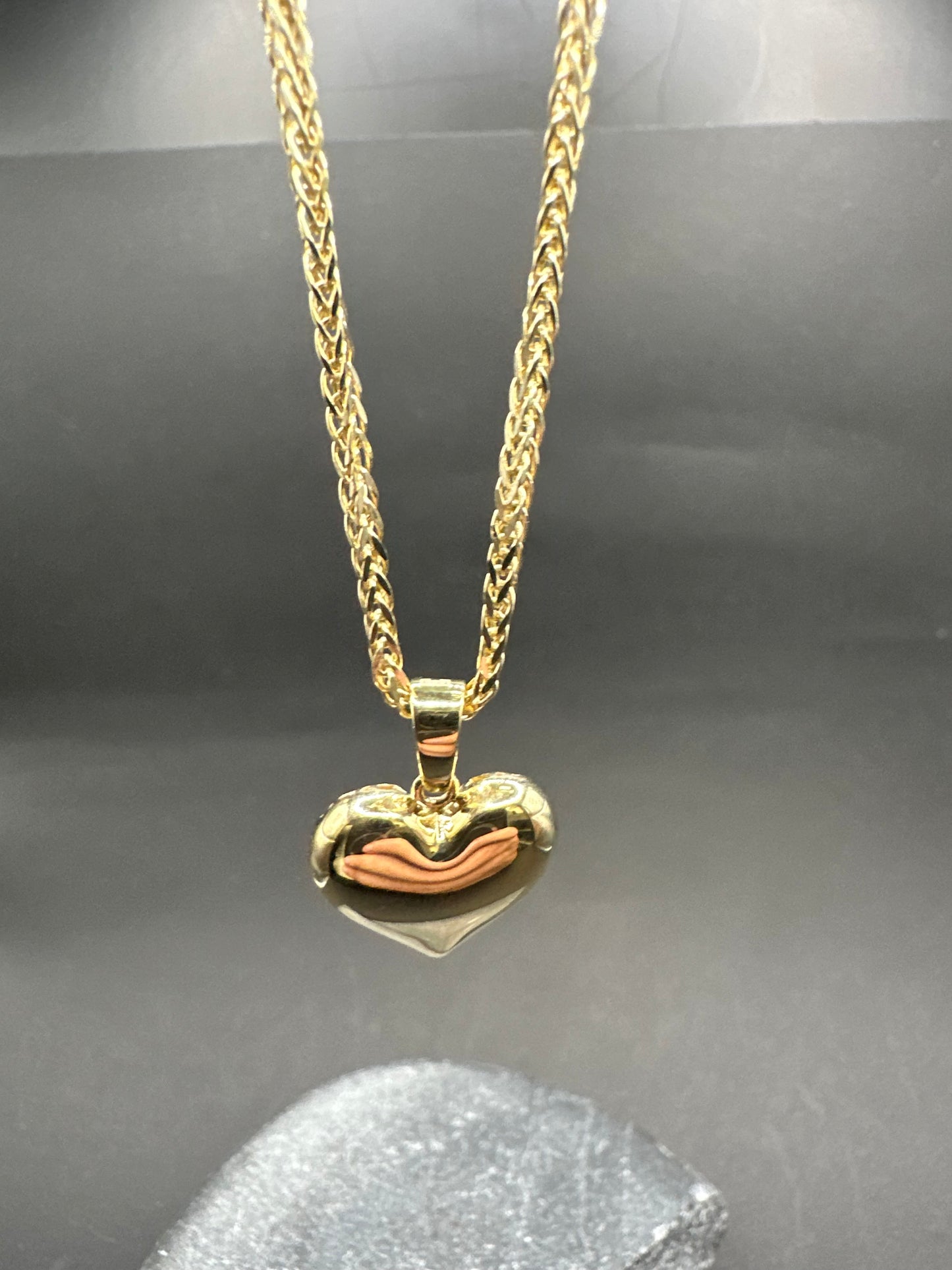 14K Gouden Vossenstaart Ketting met Hart Hanger – 50 cm