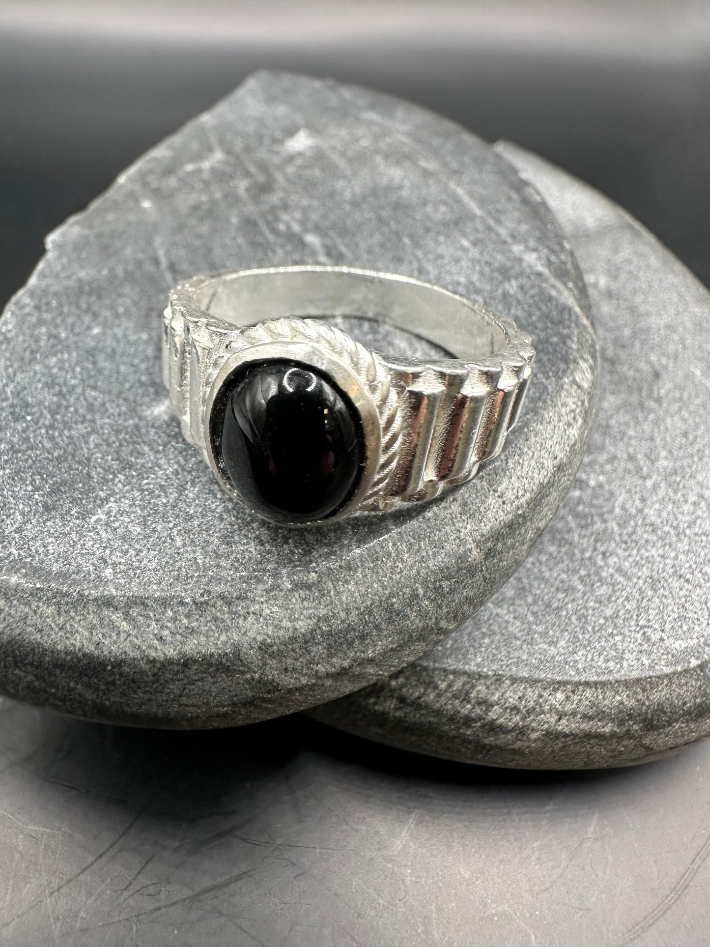 925 Zilveren Rollie Ring met Onyx