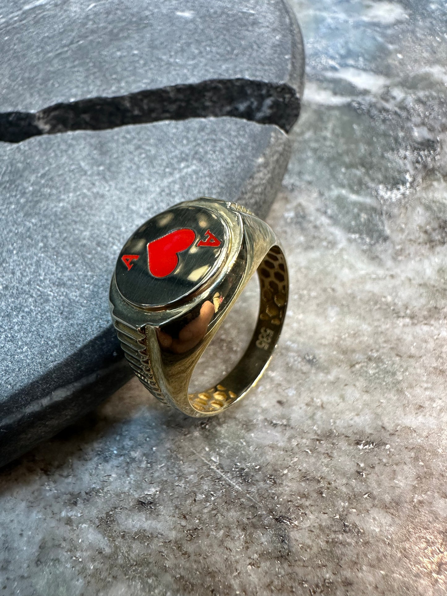 Prachtige 14K Gouden A Hartje Ring