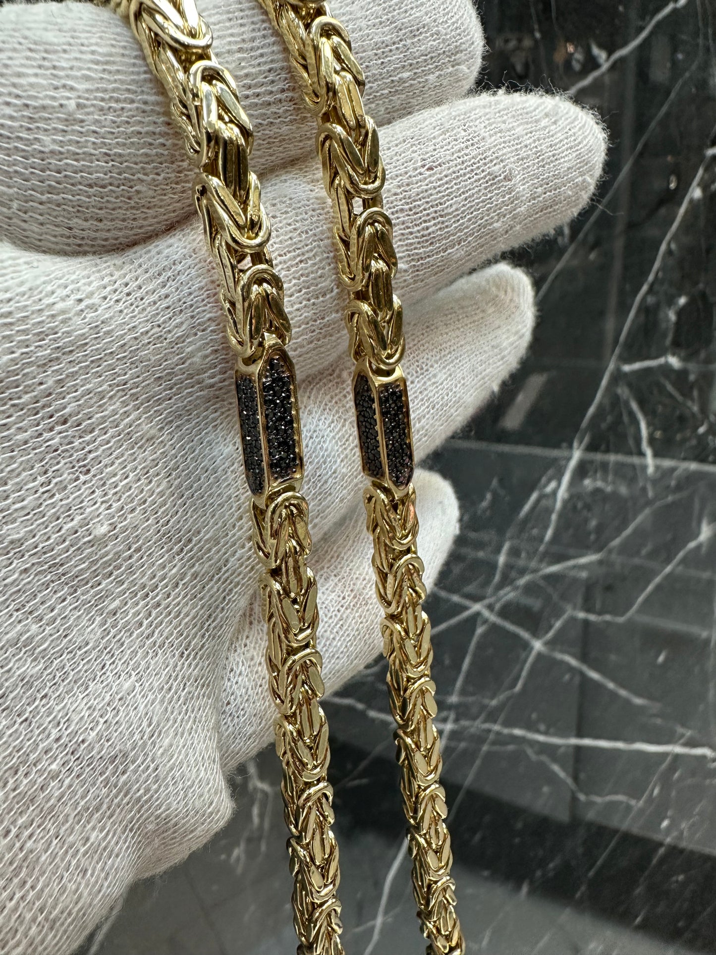 Prachtige 14k Gouden Koningsketting met onyx| 65 cm |5,5 mm