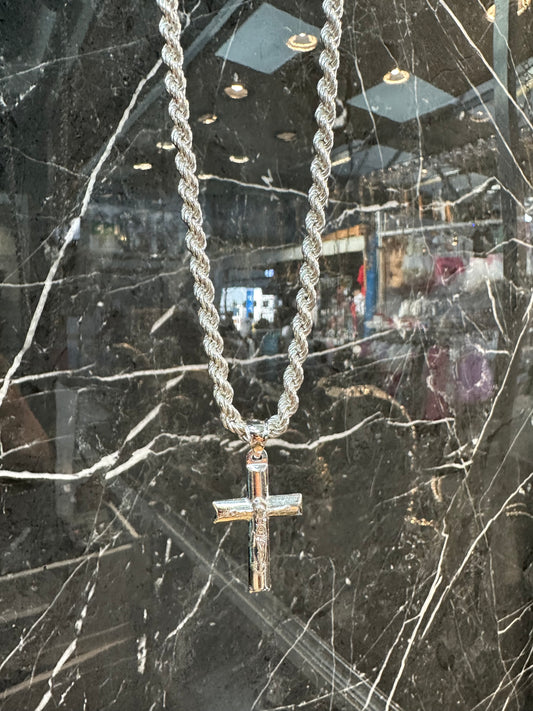 Prachtige 925 Zilveren Rope Ketting met Kruishanger – Tijdloos en Stoer