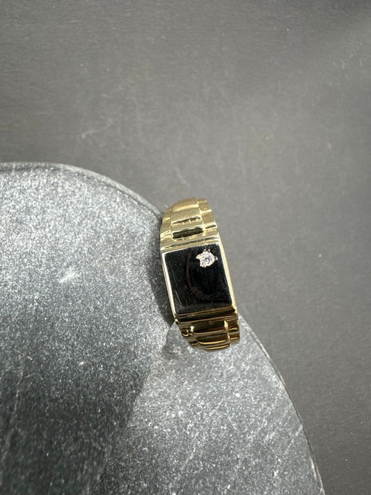 14K Gouden Zegelring met Zirkonia – Maat 20,5