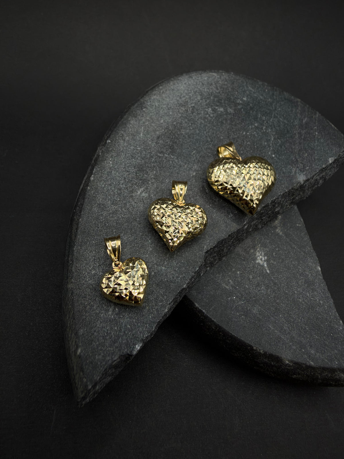14K Gouden Diamond Cut Hart Hanger