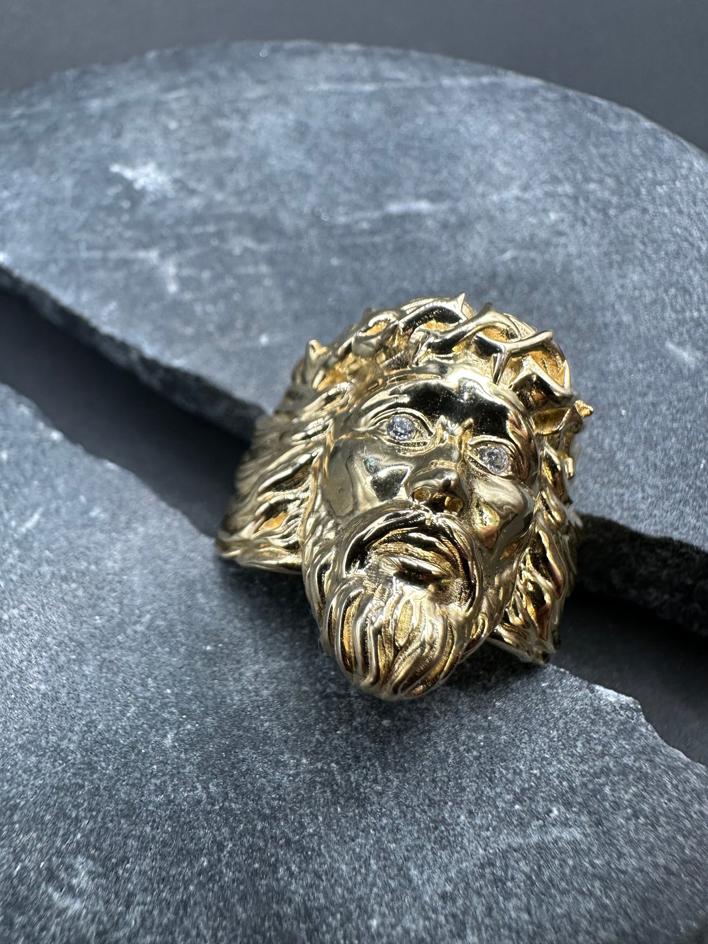 14K Gouden Jezus Hoofd Ring – Maat 20
