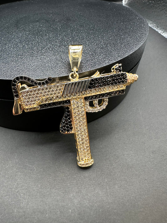 14K Gouden Uzi Hanger met Onyx Stenen – 53 mm