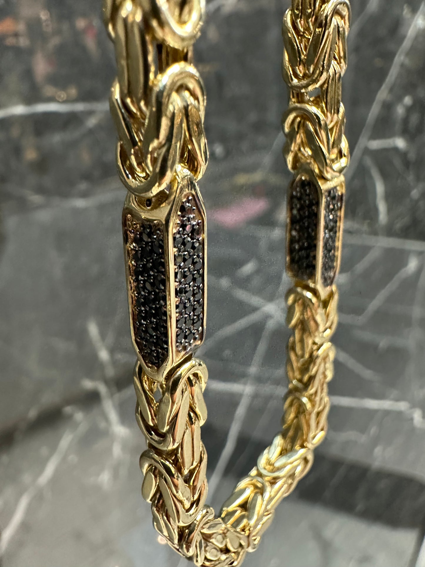 Prachtige 14k Gouden Koningsketting met onyx| 65 cm |5,5 mm