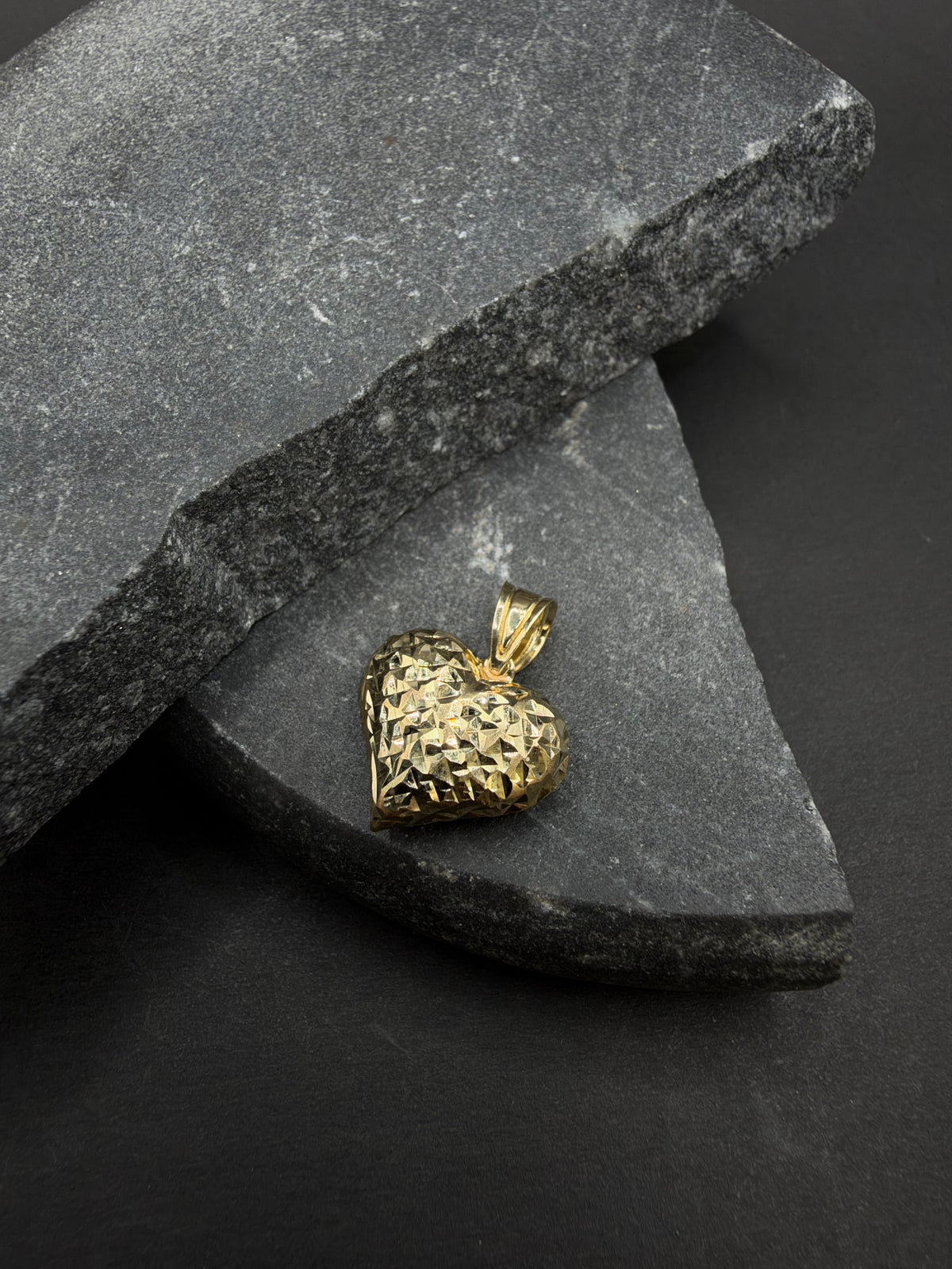 14K Gouden Diamond Cut Hart Hanger