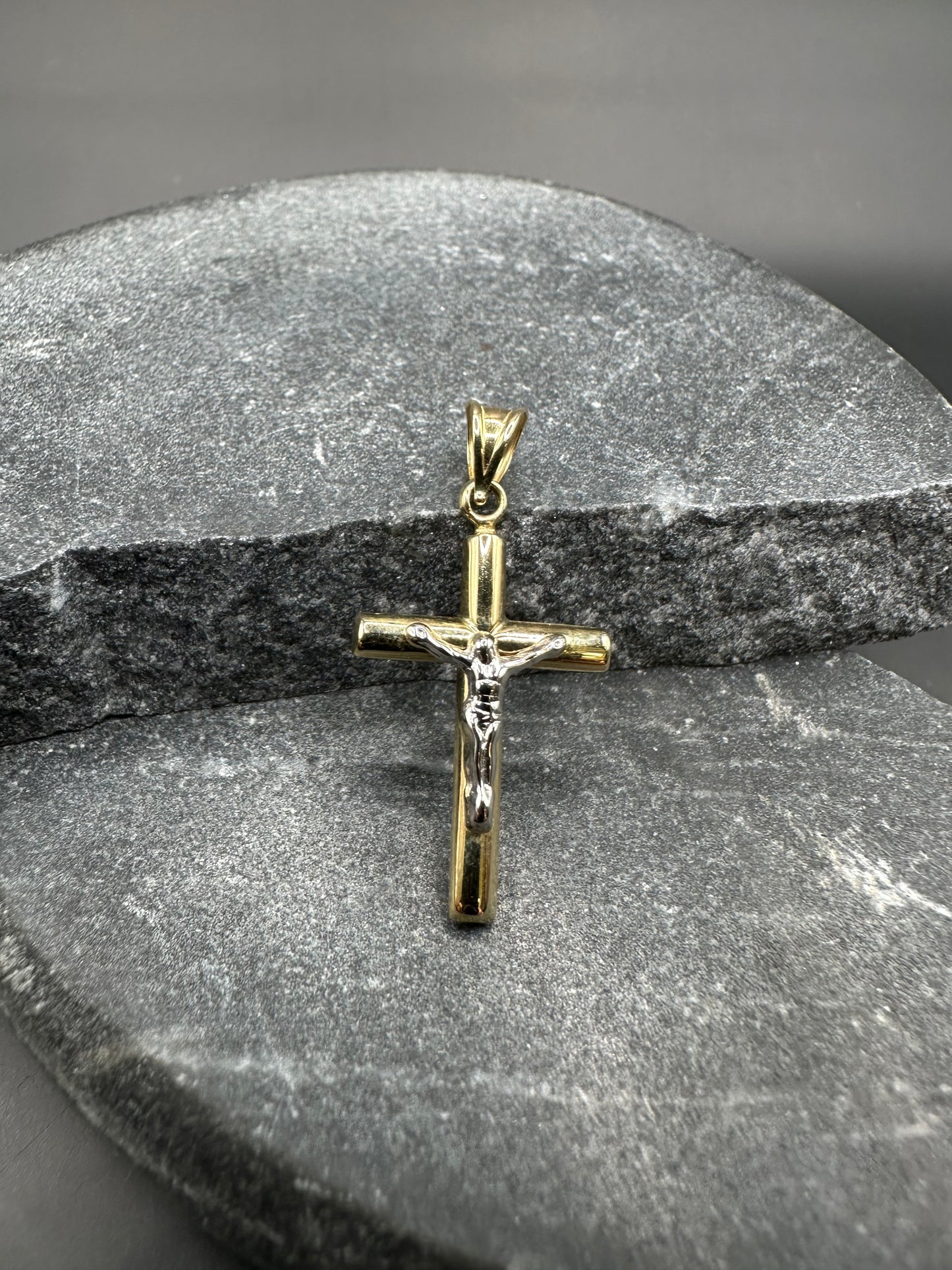 14K Gouden Bicolor Kruishanger