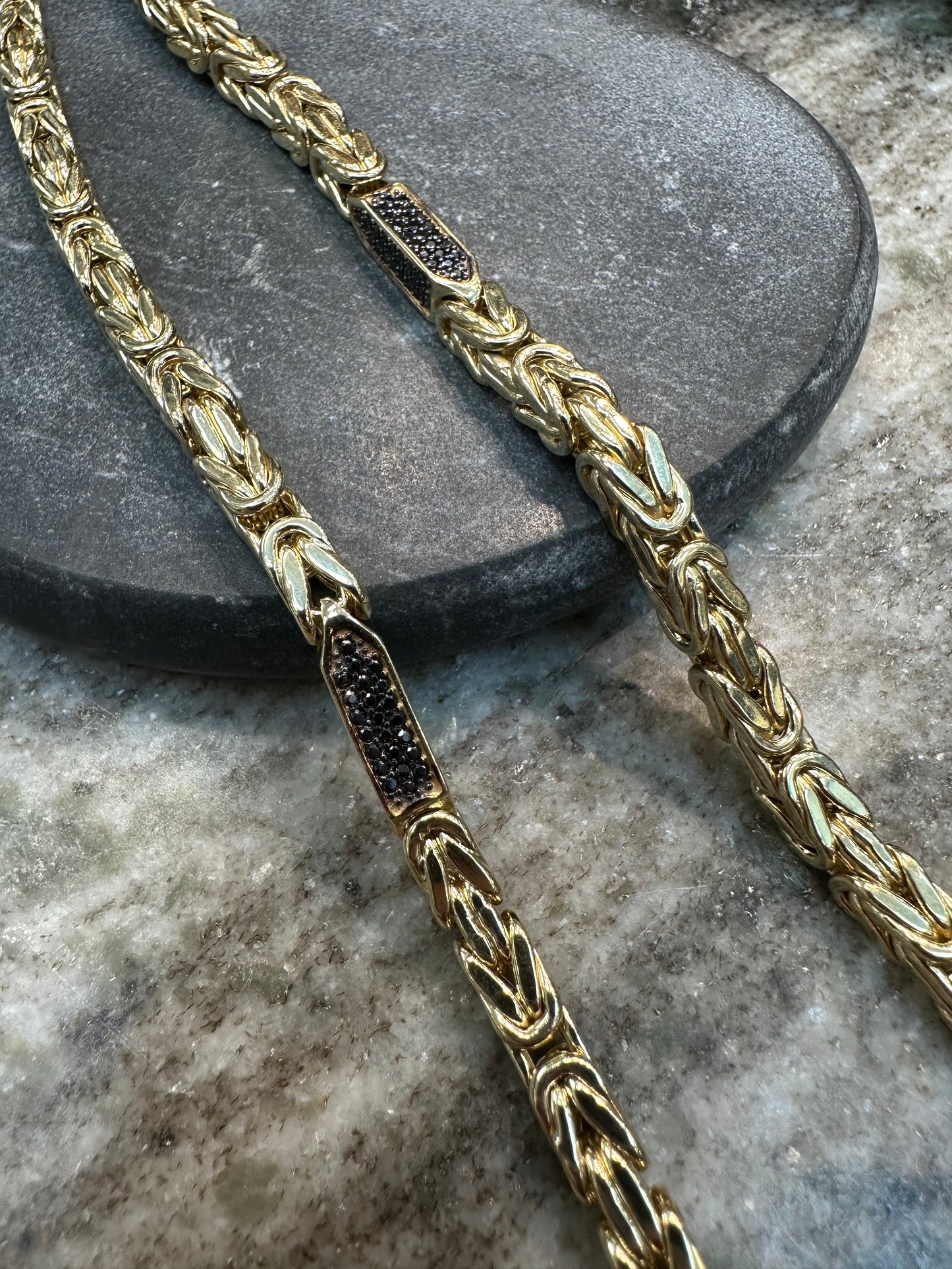 Prachtige 14k Gouden Koningsketting met onyx| 65 cm |5,5 mm