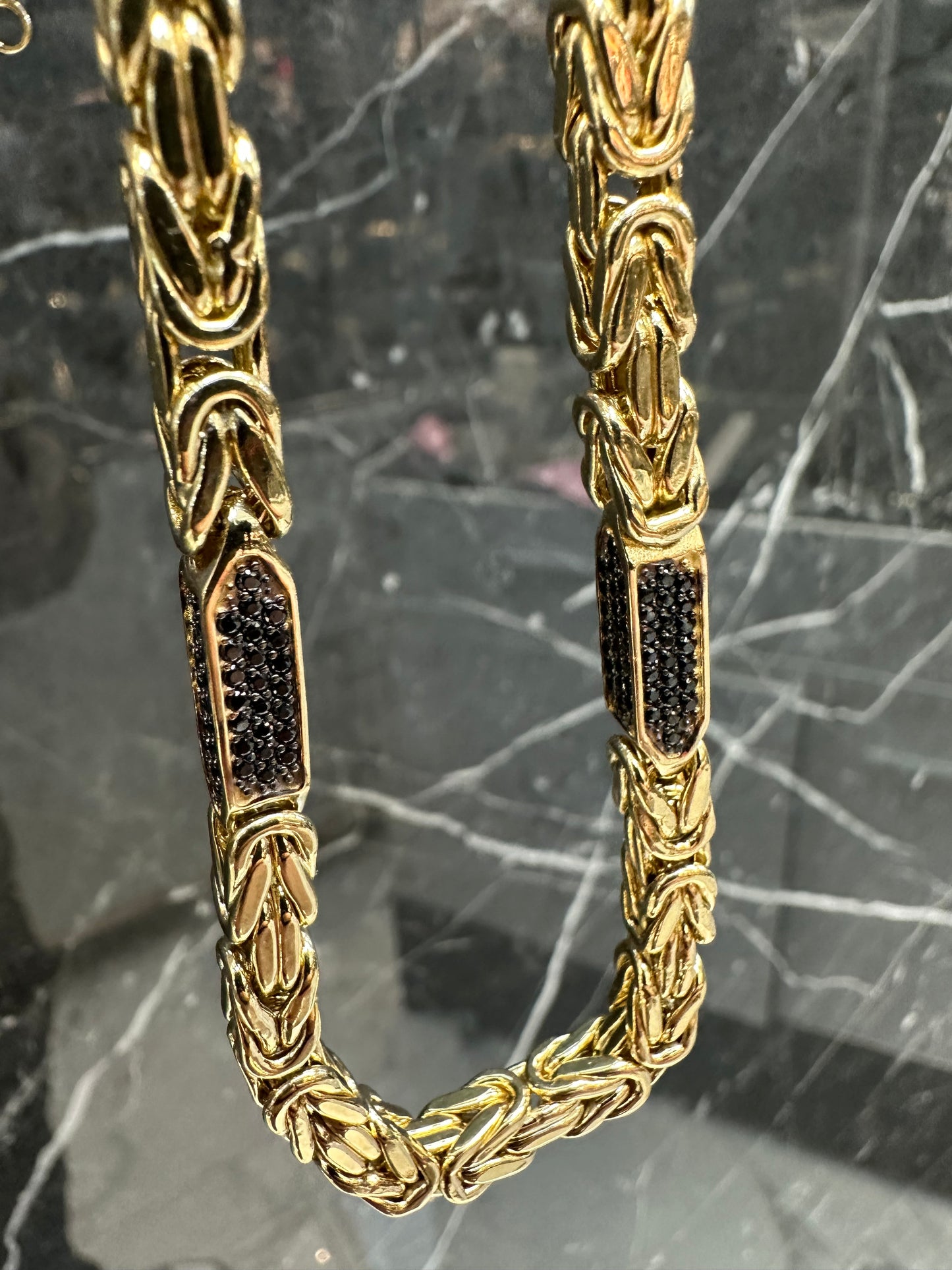 Prachtige 14k Gouden Koningsketting met onyx| 65 cm |5,5 mm