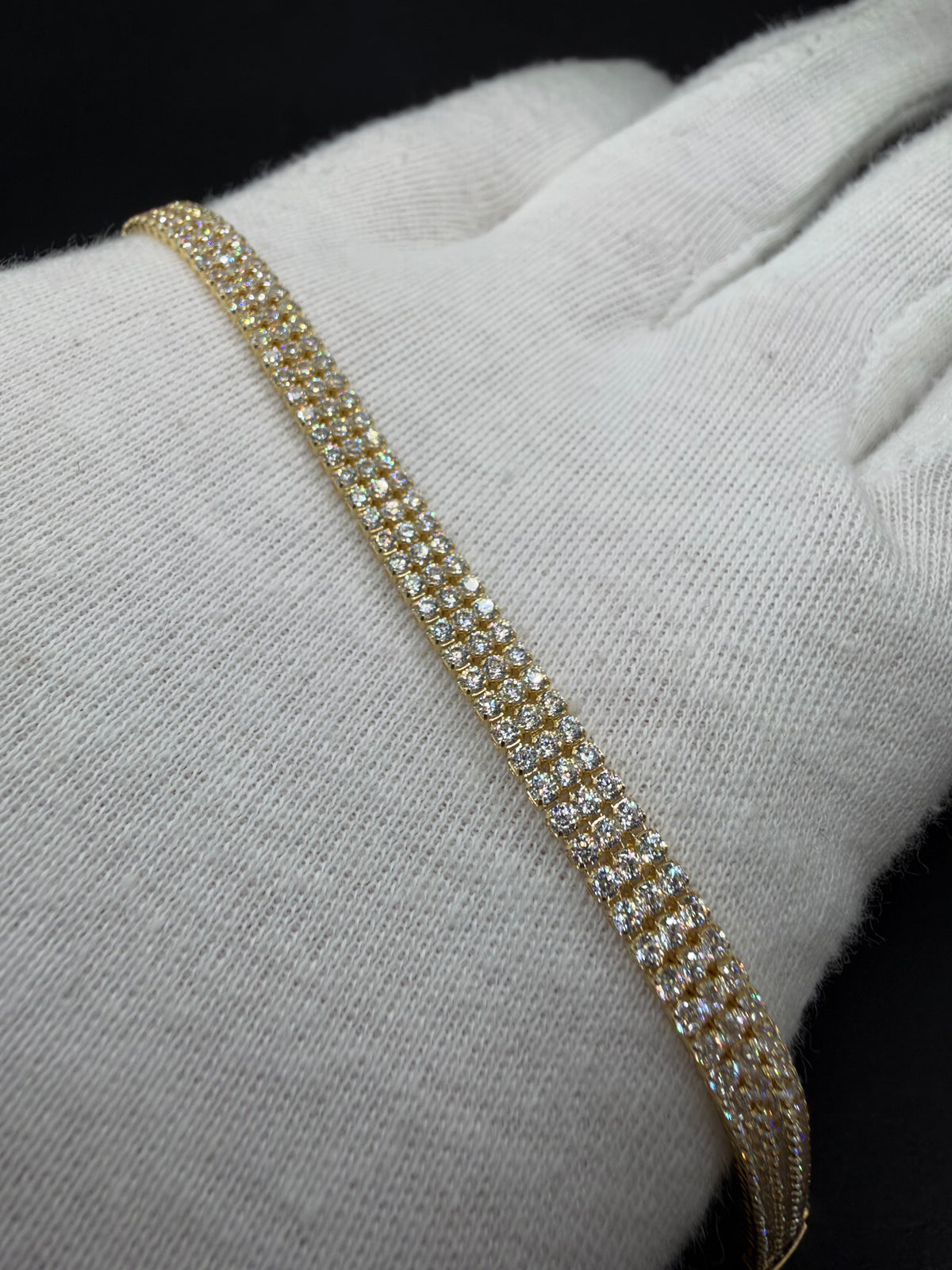 14K Gouden Triple-Row Tennisarmband met Zirkonia – 5,2 mm