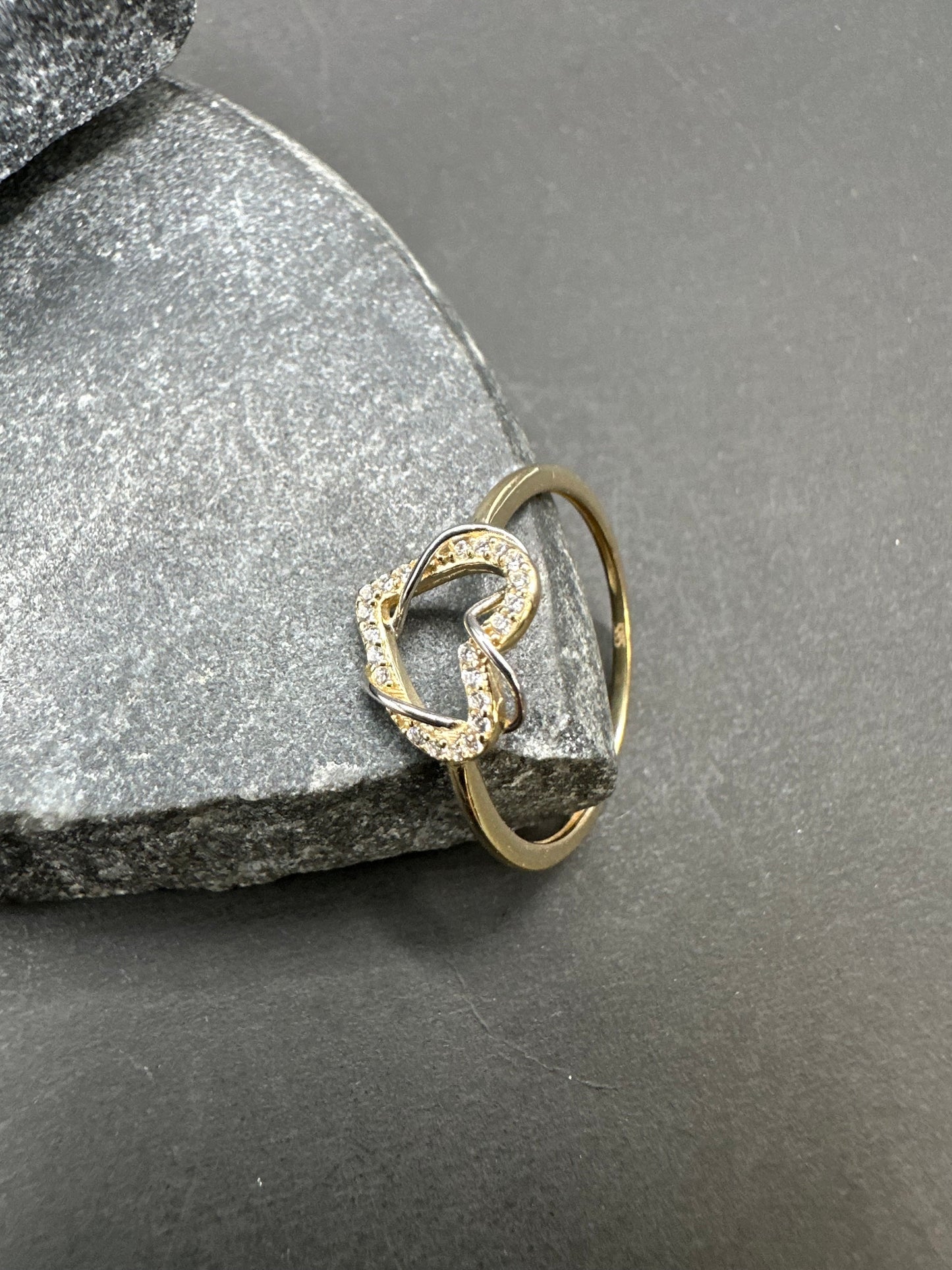 14K Gouden Hartjesring met Zirkonia – Maat 18,5