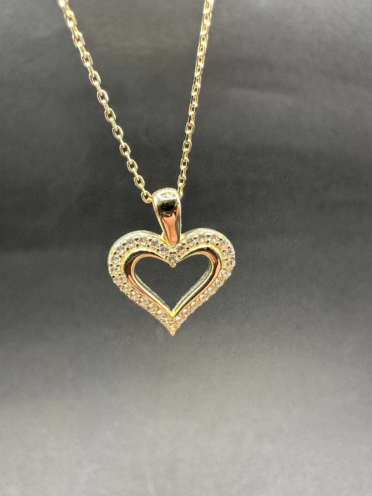 14K Gouden Ketting met Hart Hanger & Zirkonia – 42 cm