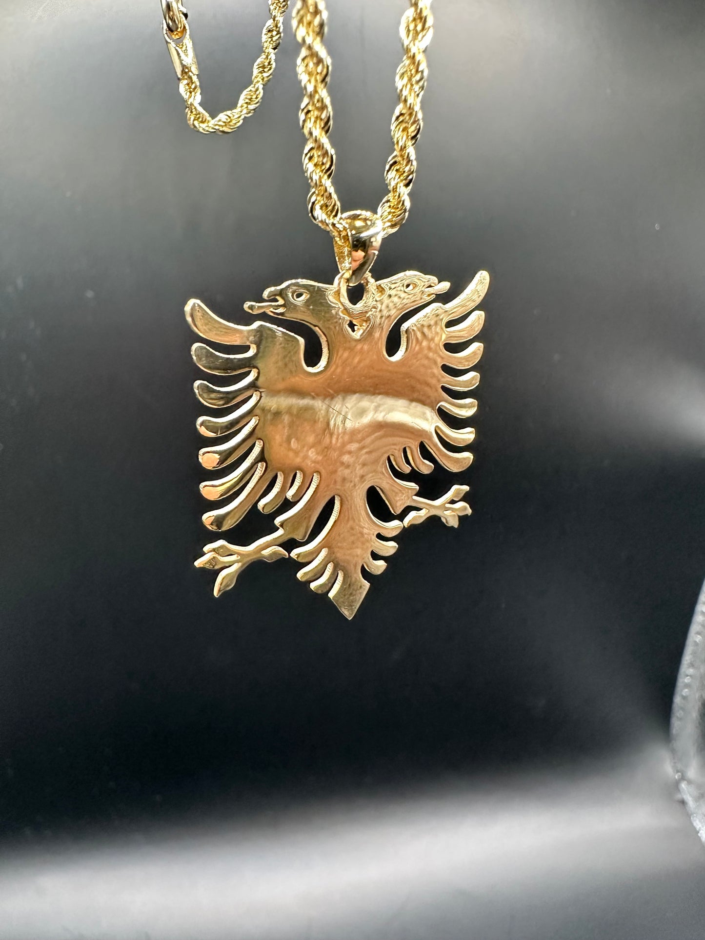 14K Gouden Rope Ketting – 65 cm met Albanië Hanger