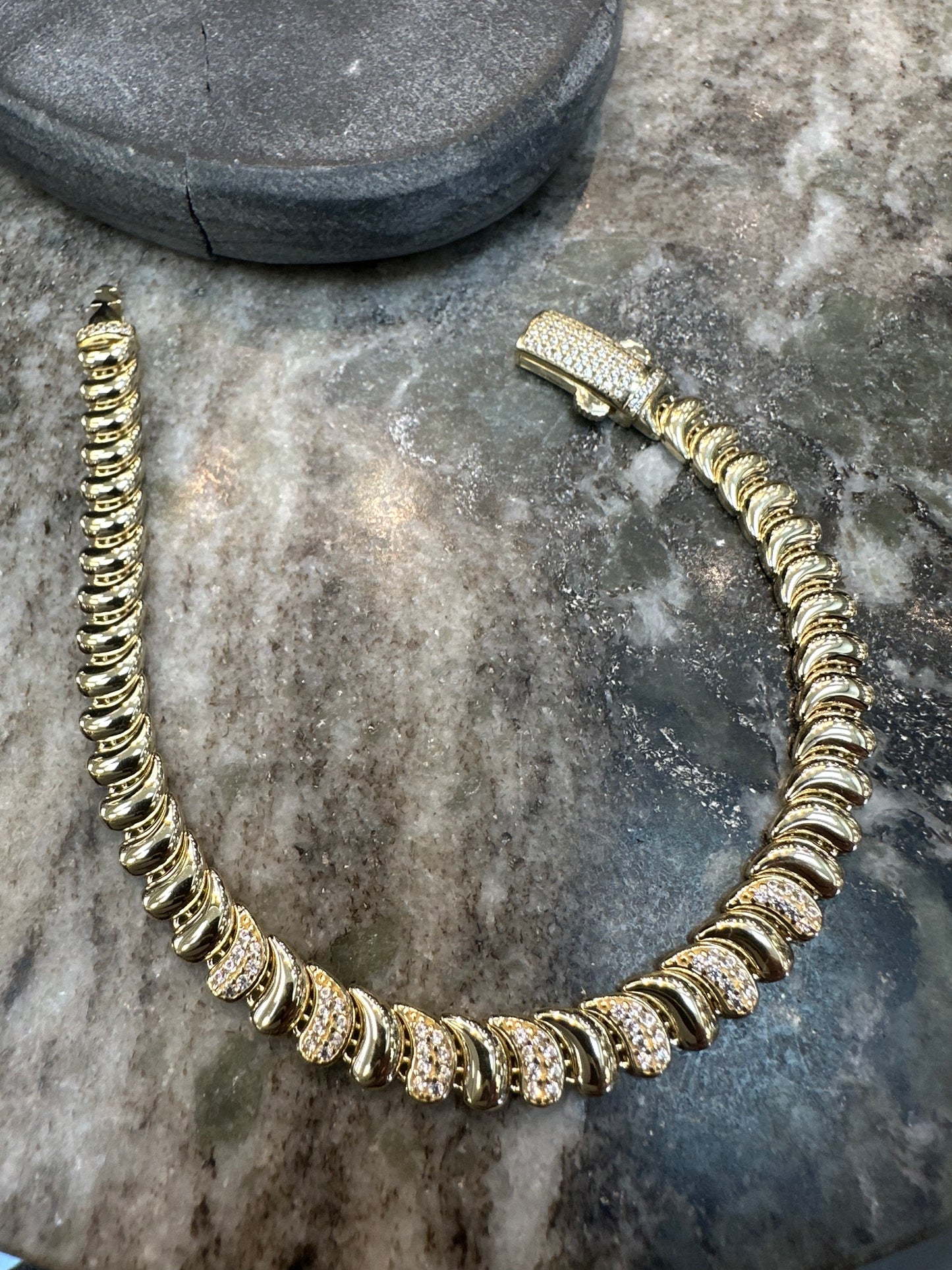Prachtige 14K Gouden Armband met Zirkonia – 20 cm | 7 mm | Luxe & Sprankelend