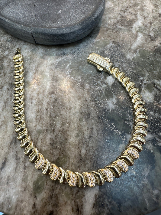 Prachtige 14K Gouden Armband met Zirkonia – 20 cm | 7 mm | Luxe & Sprankelend