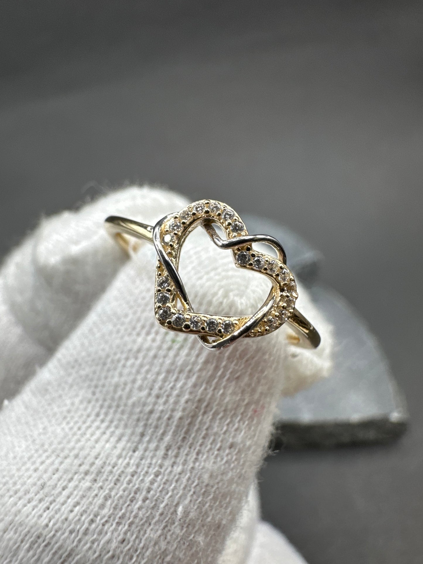 14K Gouden Hartjesring met Zirkonia – Maat 18,5