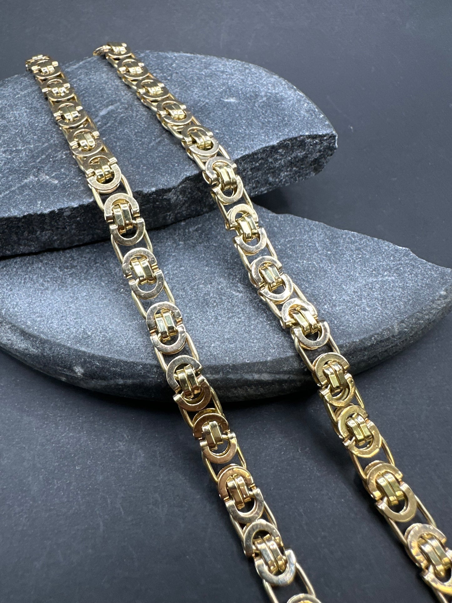 14K Gouden Massieve Platte Koningsketting – 65 cm