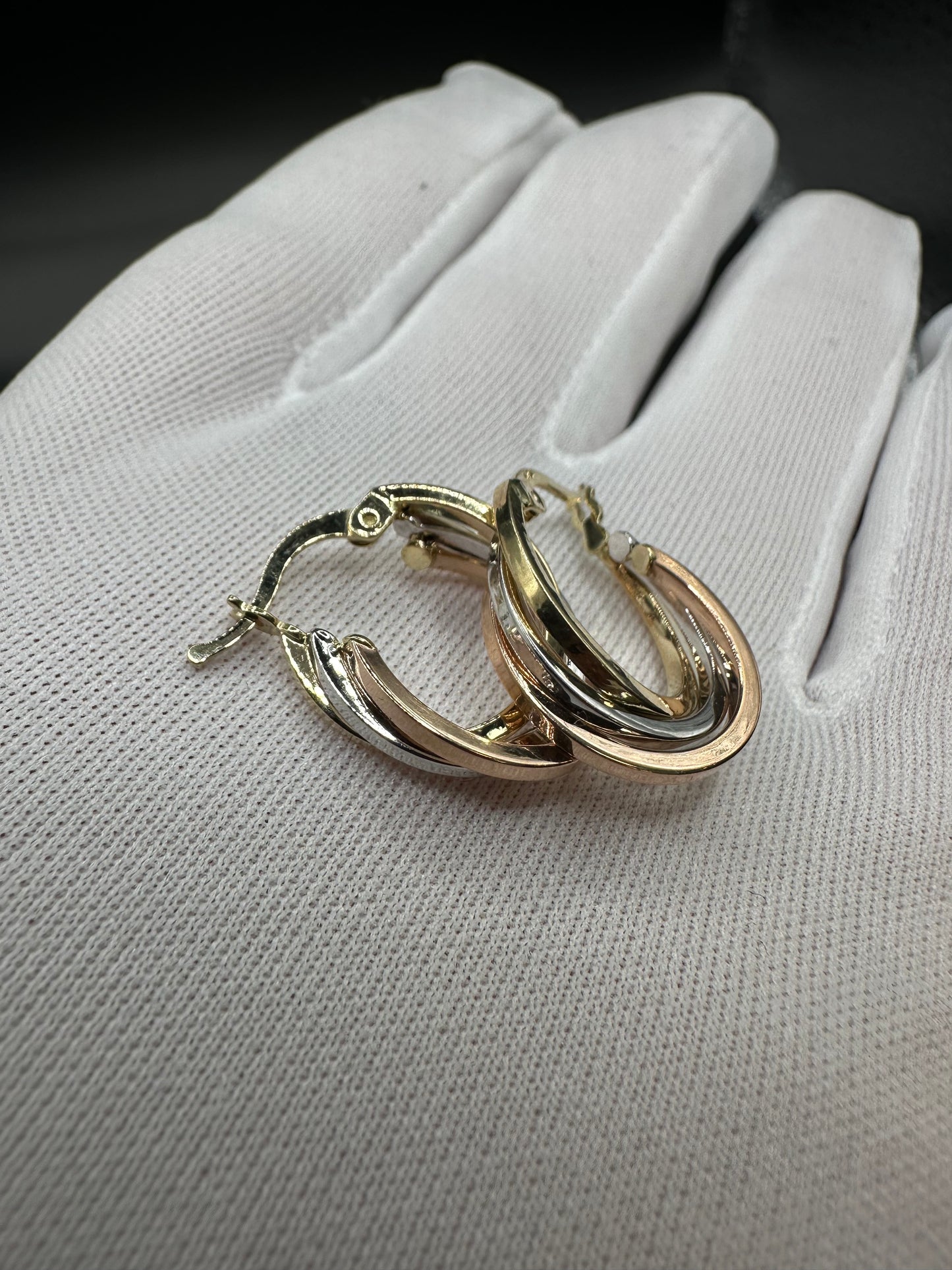 14K Gouden Tricolor Oorbellen – 16,4 mm