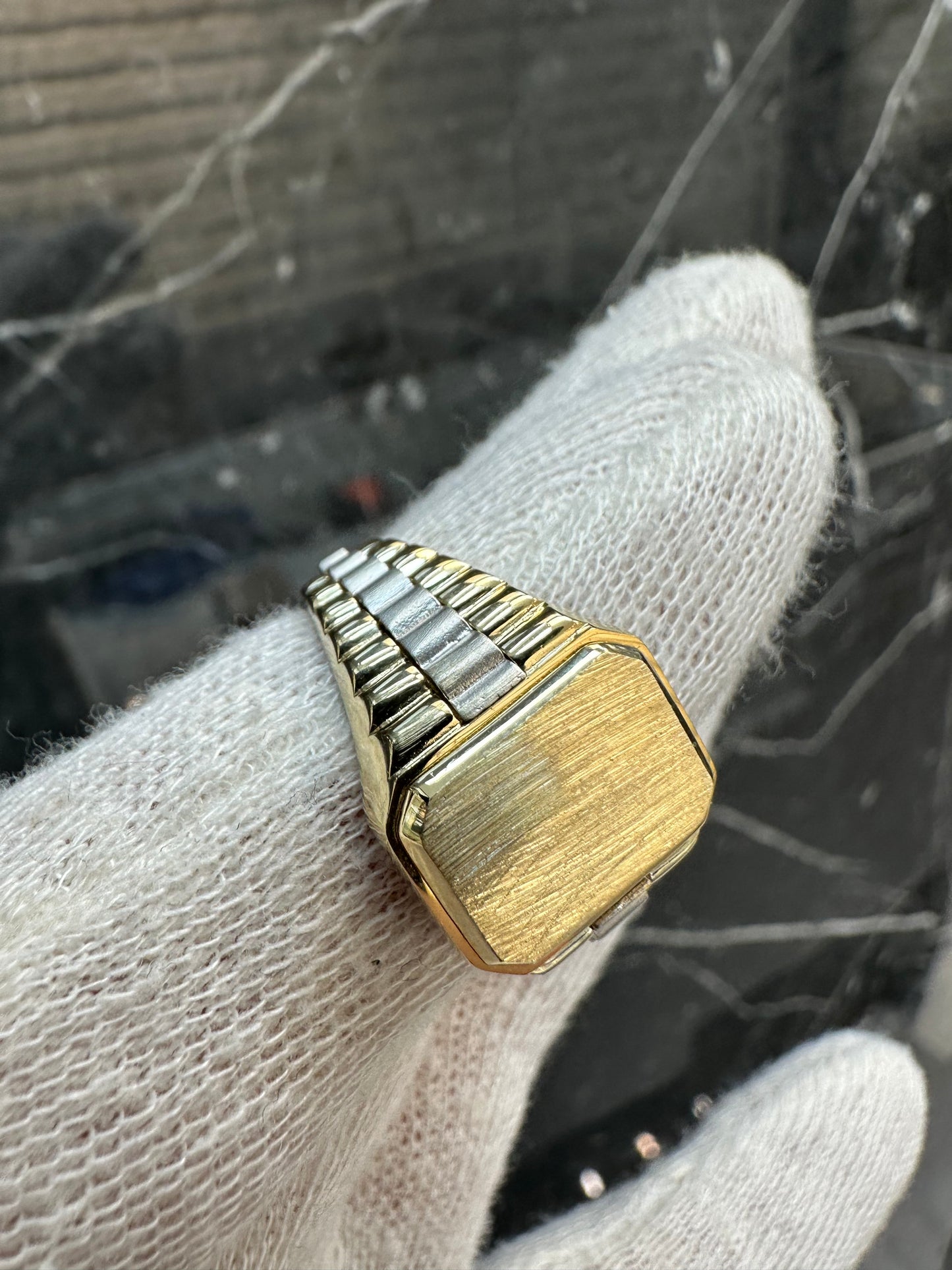 Prachtige 14K Gouden Zegelring Bicolor – Geelgoud & Witgoud – Graveren Gratis! | Maat 20,5