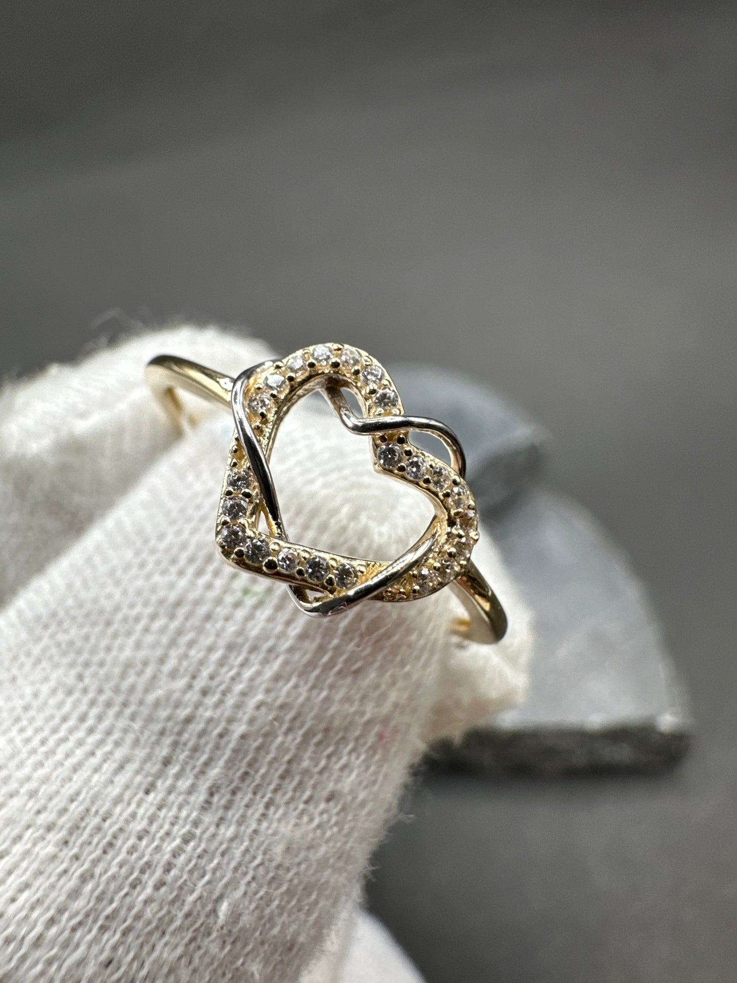 14K Gouden Hartjesring met Zirkonia – Maat 18,5