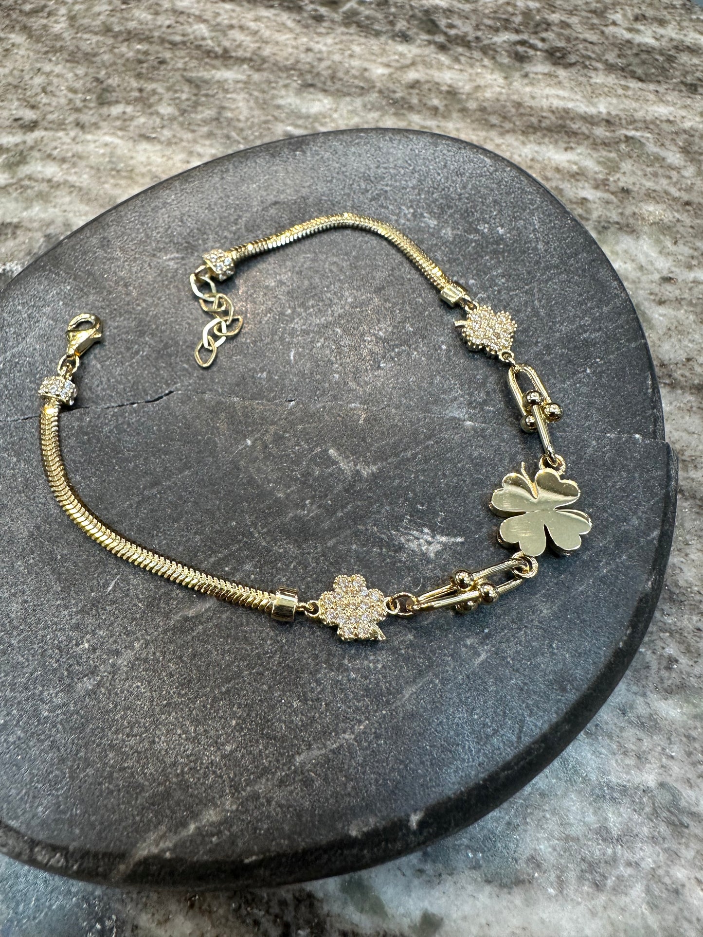 14K Gouden Klavertje Armband – 19 cm | 2,5 mm