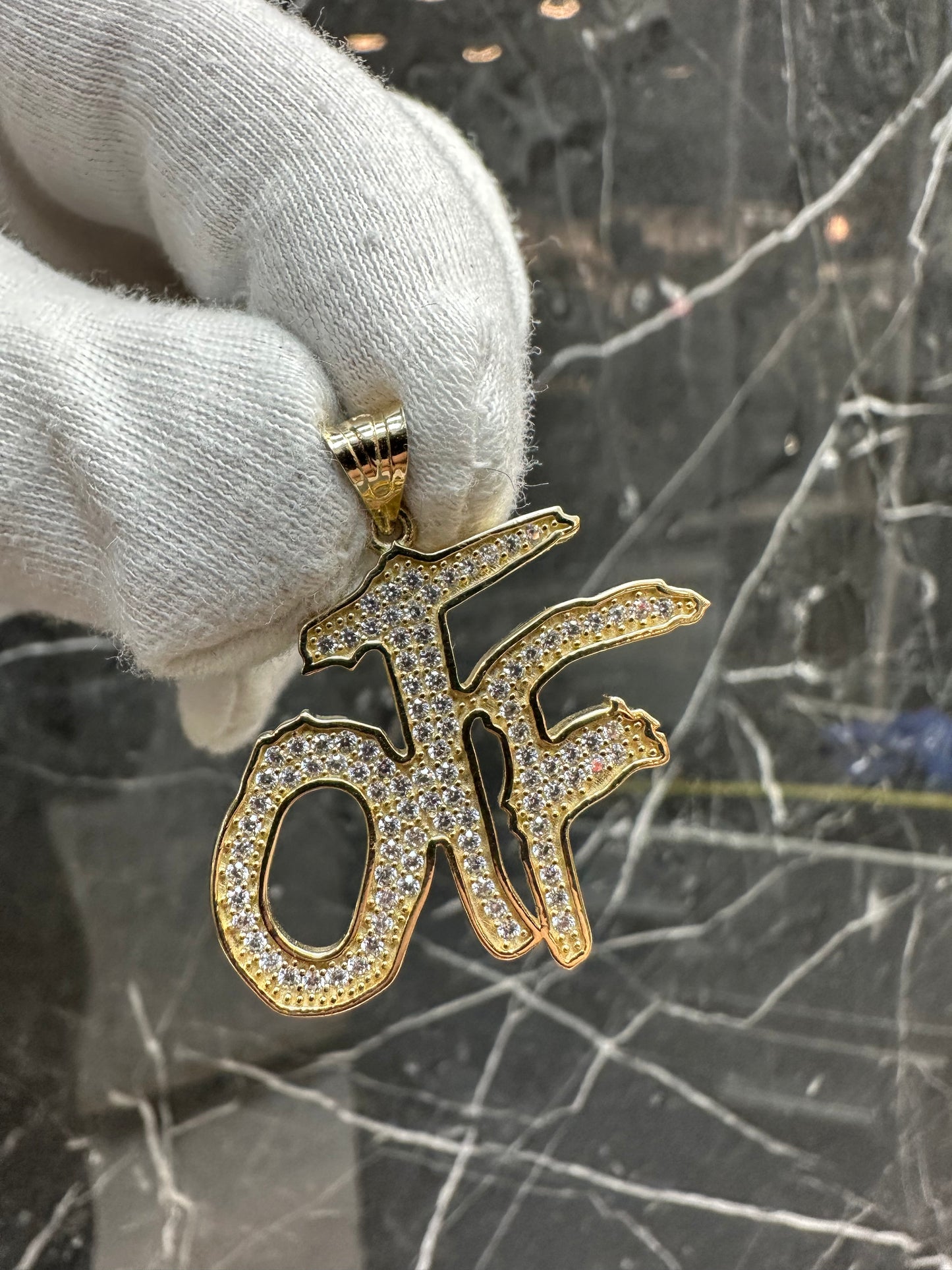 14K Gouden OTF Hanger met Zirkonia