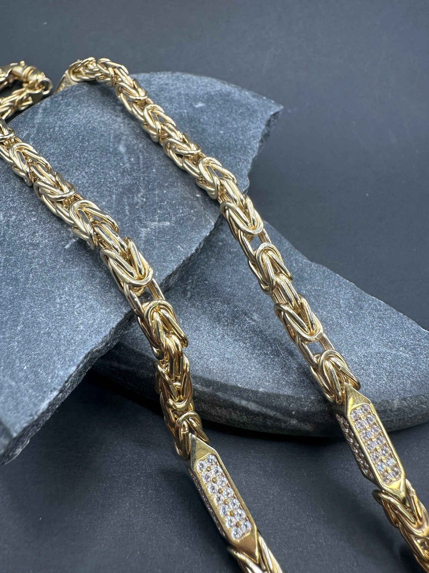 14K Gouden Iced Koningsketting met Zirkonia – 60 cm