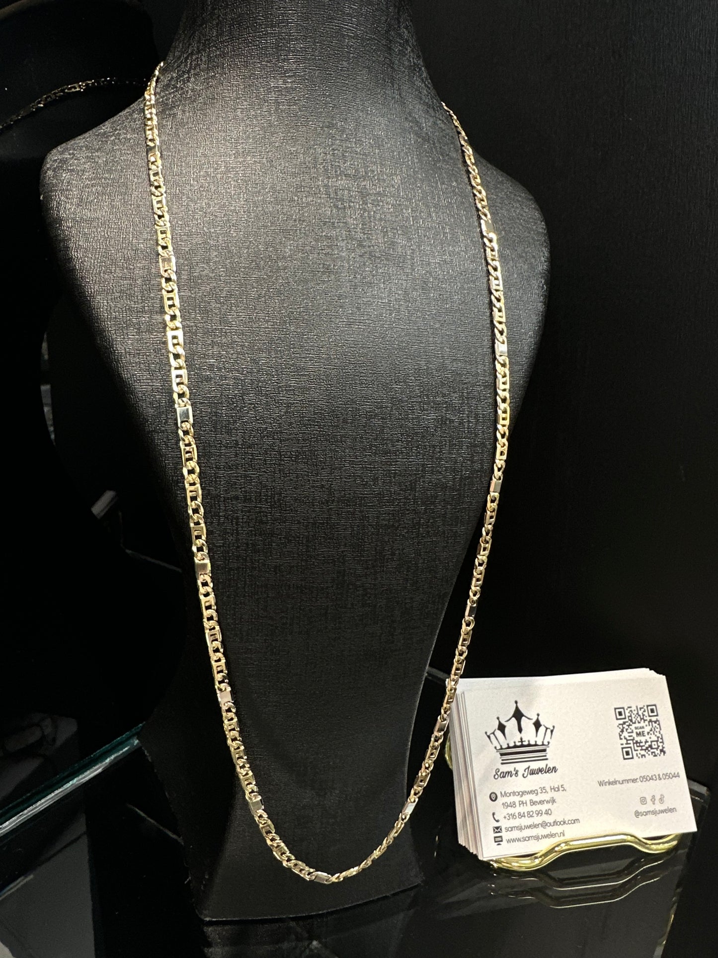 14K Gouden Bicolor Massieve Rollie Ketting – 70 cm