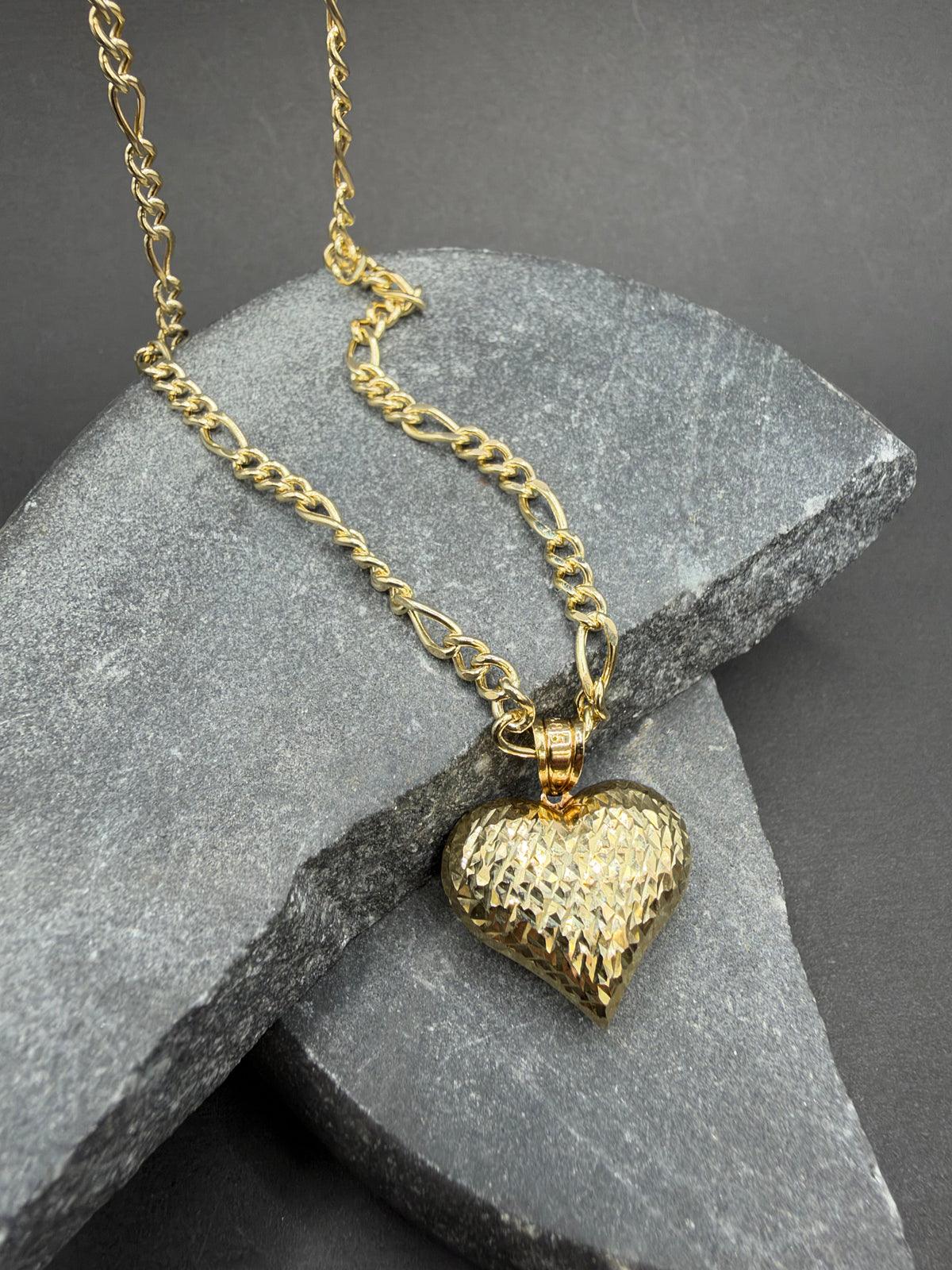 14K Gouden Figaro Ketting met Hart Hanger – 55 cm – 3,1 mm