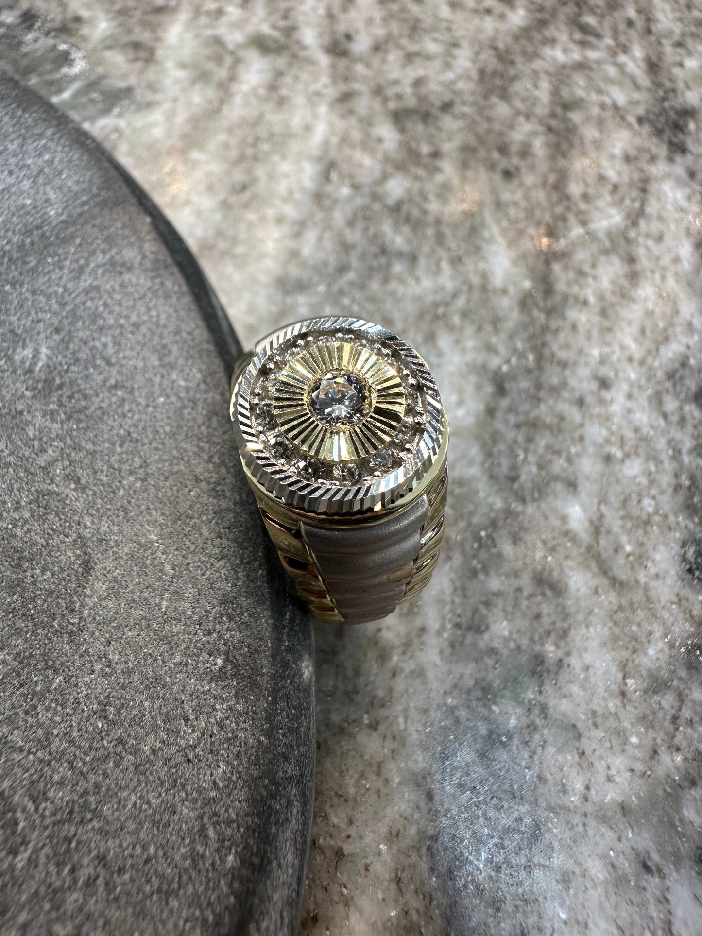 Prachtige 14K Gouden Bicolor Ring met Zirkonia – Maat 19,5 | Luxe & Elegant